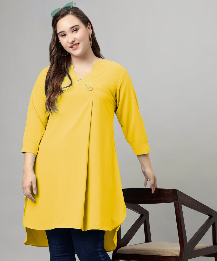 Curvy Lane Women Plus Size Wrap Style High Low V Neck Tunic