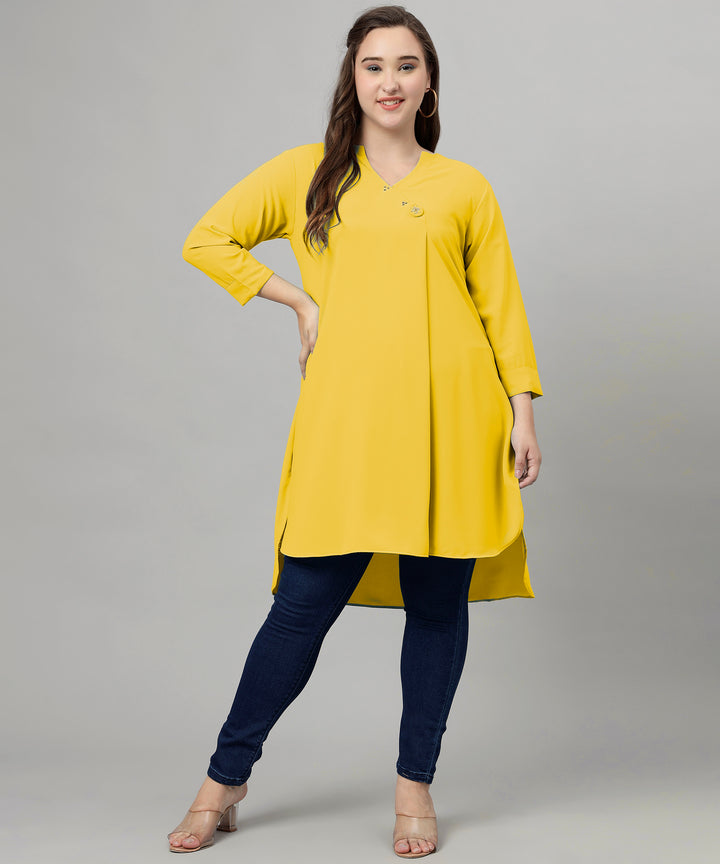 Curvy Lane Women Plus Size Wrap Style High Low V Neck Tunic