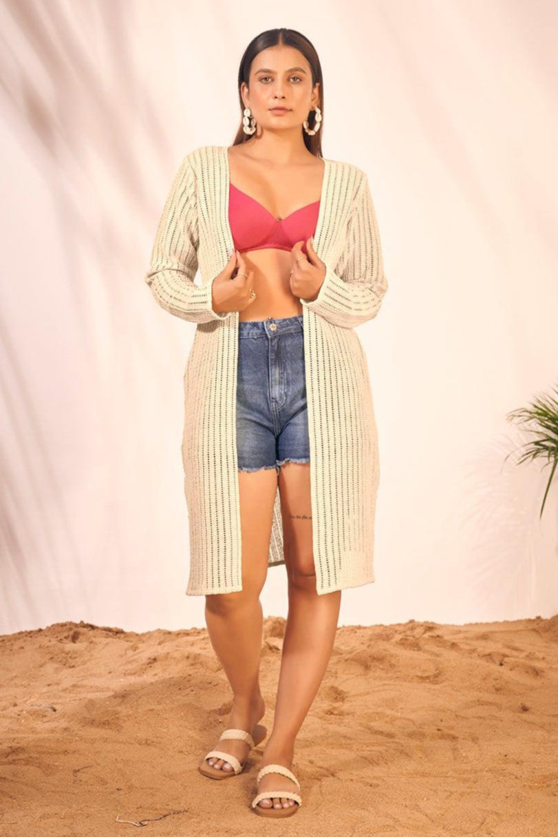 Beach Wear Cream Plus Size Swim Cover Up