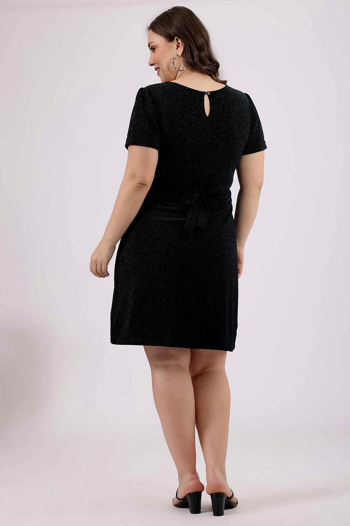 Black_Lycra_A-Line_Party_Dress_Back_Side