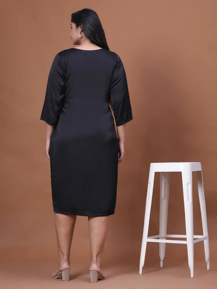 Black Sequin Velvet Dress For Party Wear Look Backside