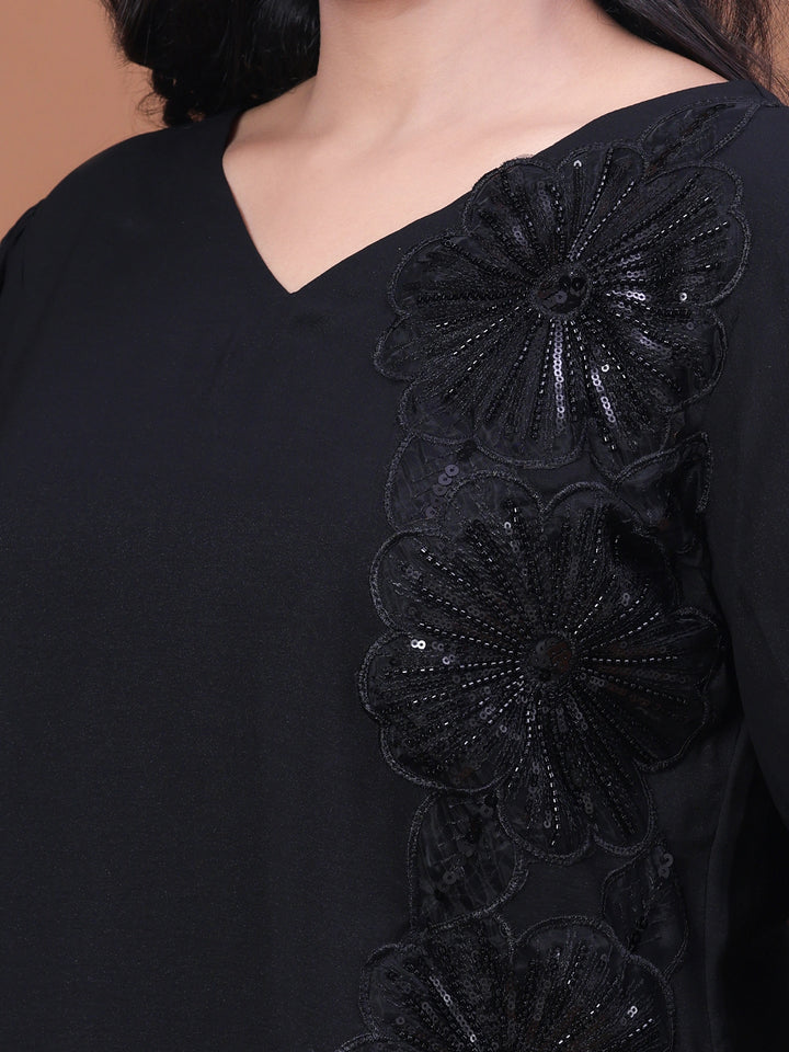 Black Velvet satin and sequin plus size dress