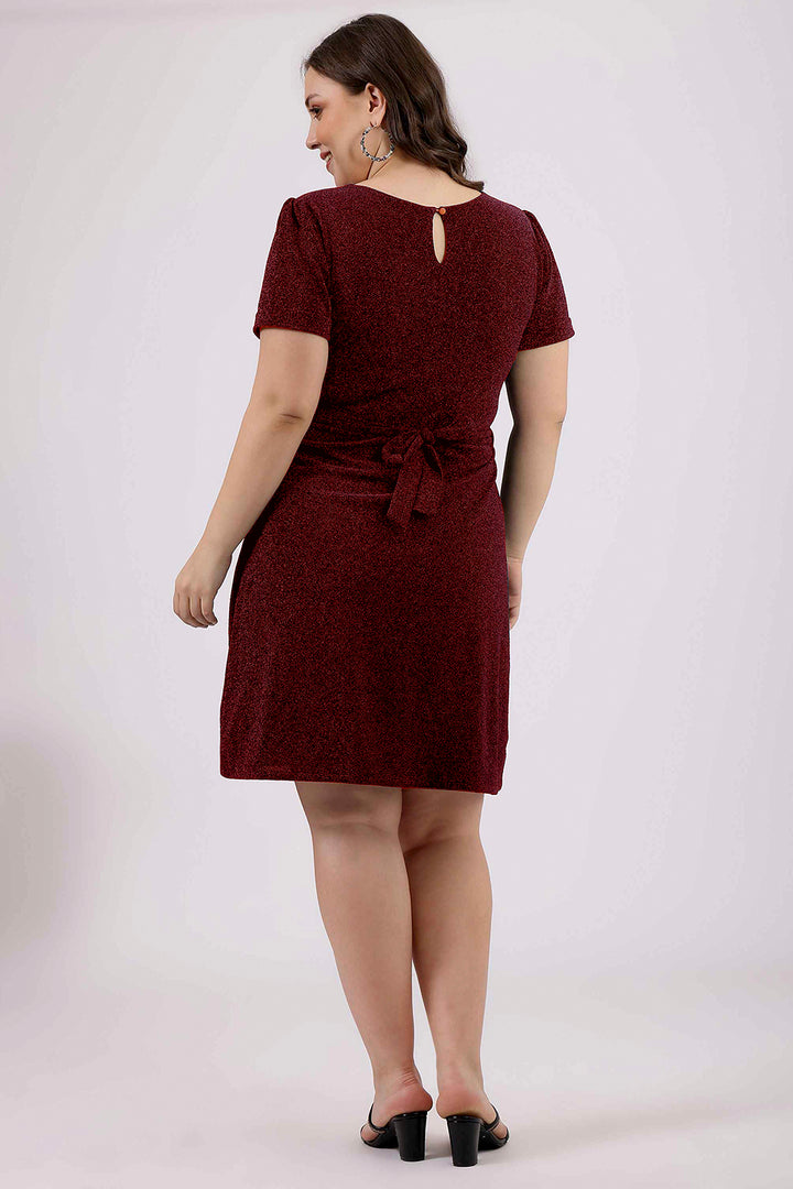 Blue Lycra A-Line Party Dress For Party Back Side