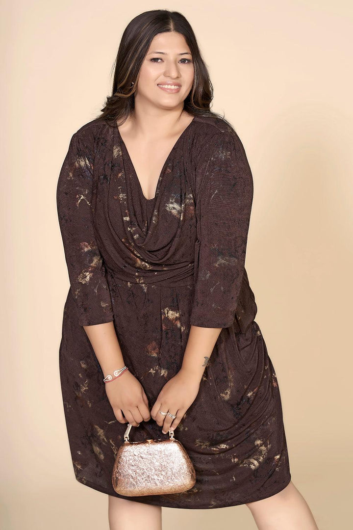 Brown Printed Evening Wear dress for party