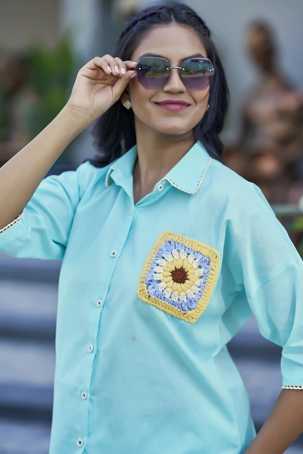 Sky blue resort casual wear for women