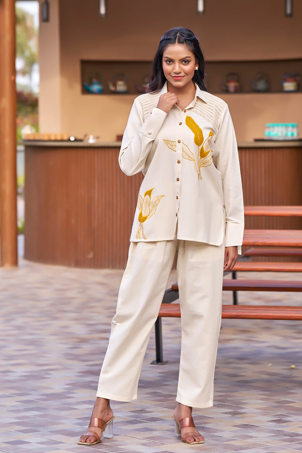 Casual co-ord set with long pants and shirt