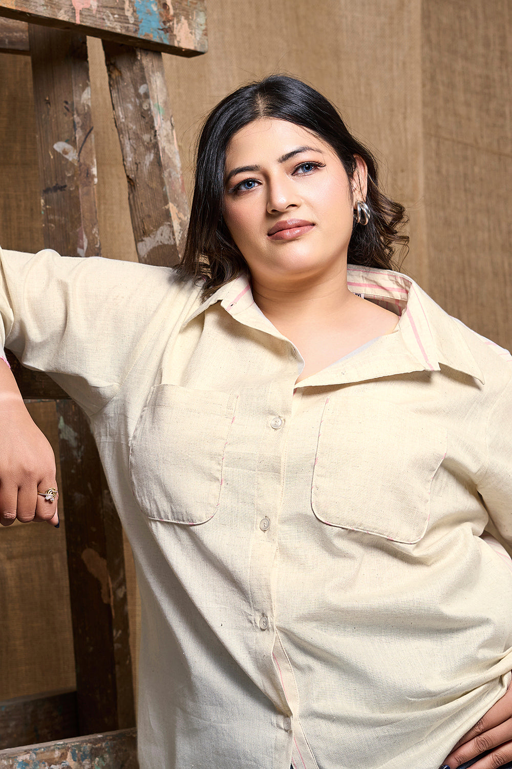 Cotton summer shirt for plus size women