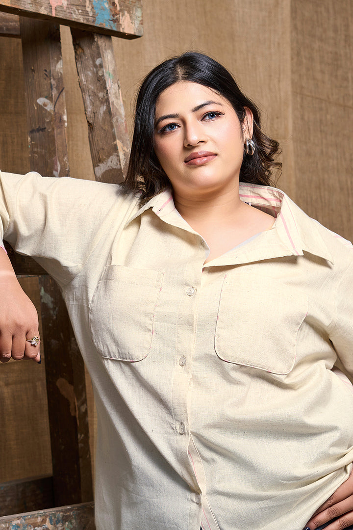 Cotton summer shirt for plus size women