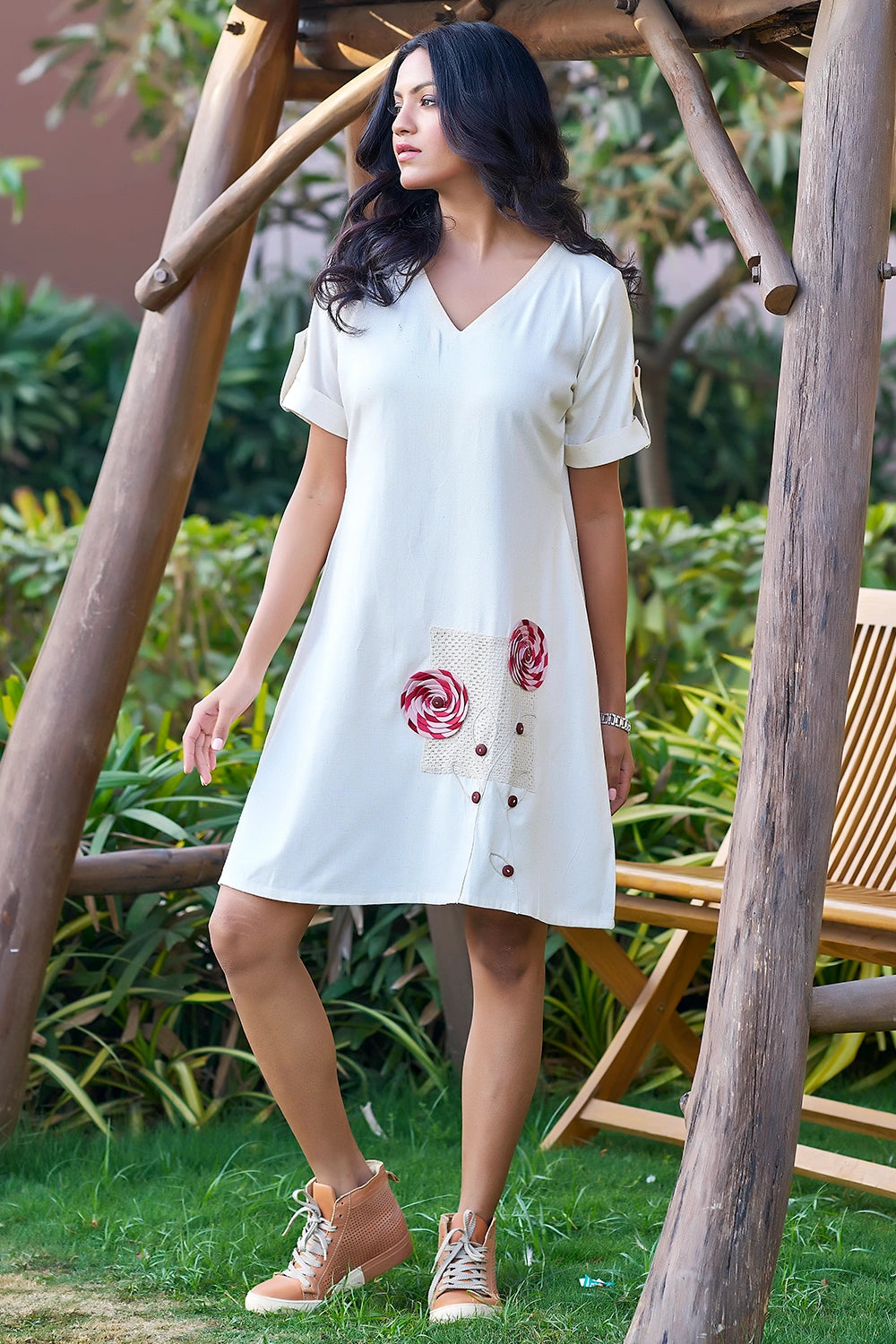 Cute casual dress with embroidery work for women