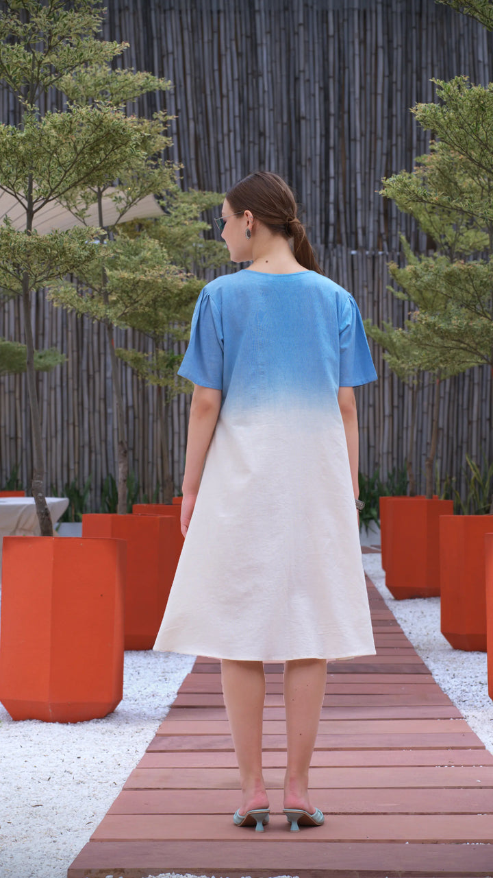 Blue & Ivory western dress one piece