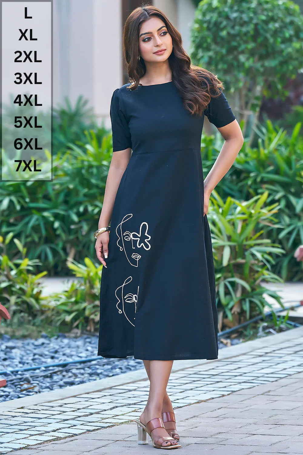 Elegant casual resort wear black dress