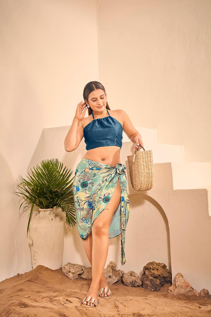 Floral Printed Cover up Sarong Set For Plus Size