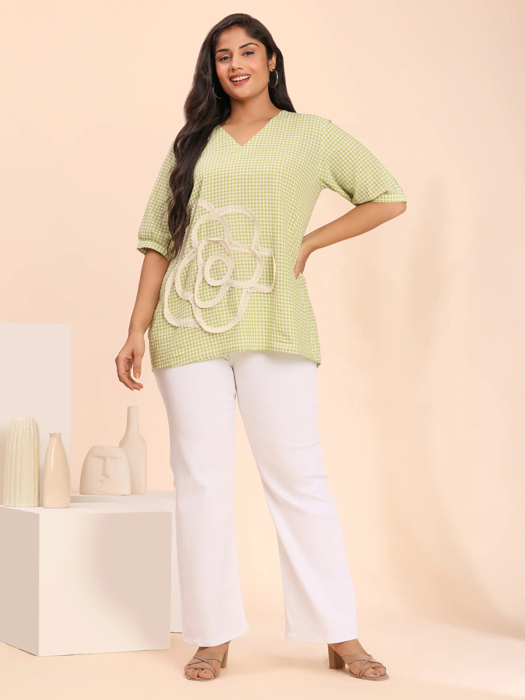 Sage green casual wear top for women