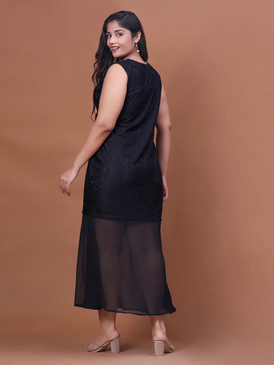 Long Black Formal Dress For Plus Size Ladies