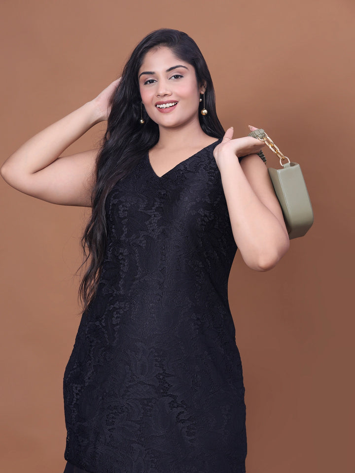 Long Black Sleeveless Western Party Wear Dress For Plus Size