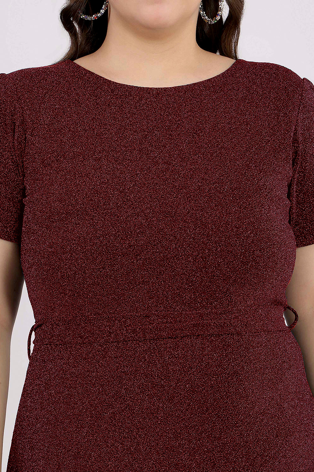 Maroon Lycra A-Line Party Dress For Party