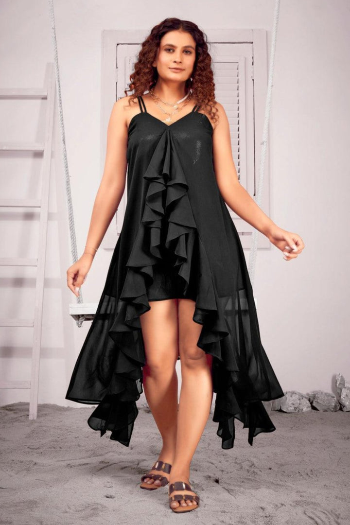 Mermaid Style Beach Wear Plus Size Black Cover Up Dress