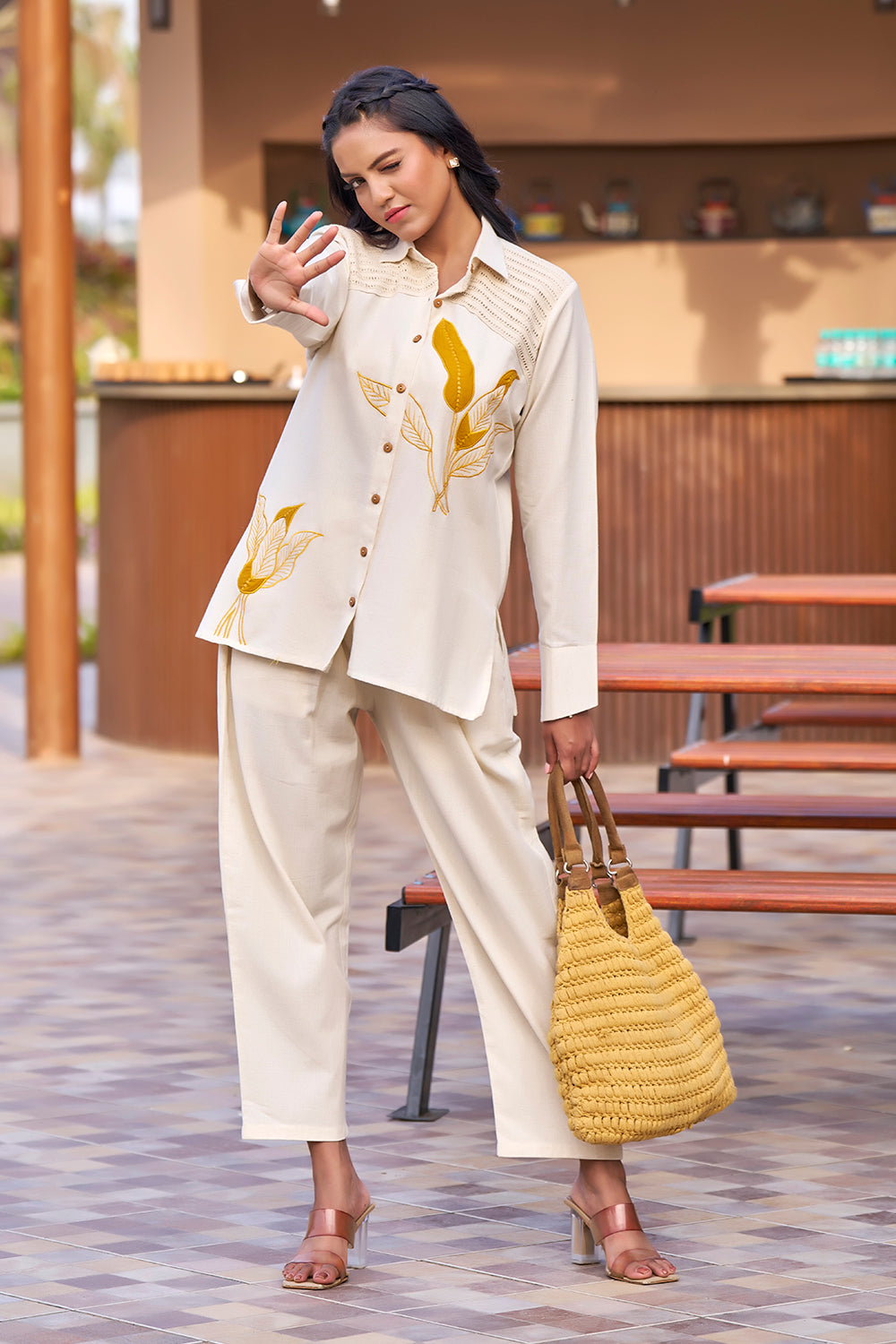 Natural cotton resort co-ords for plus size women