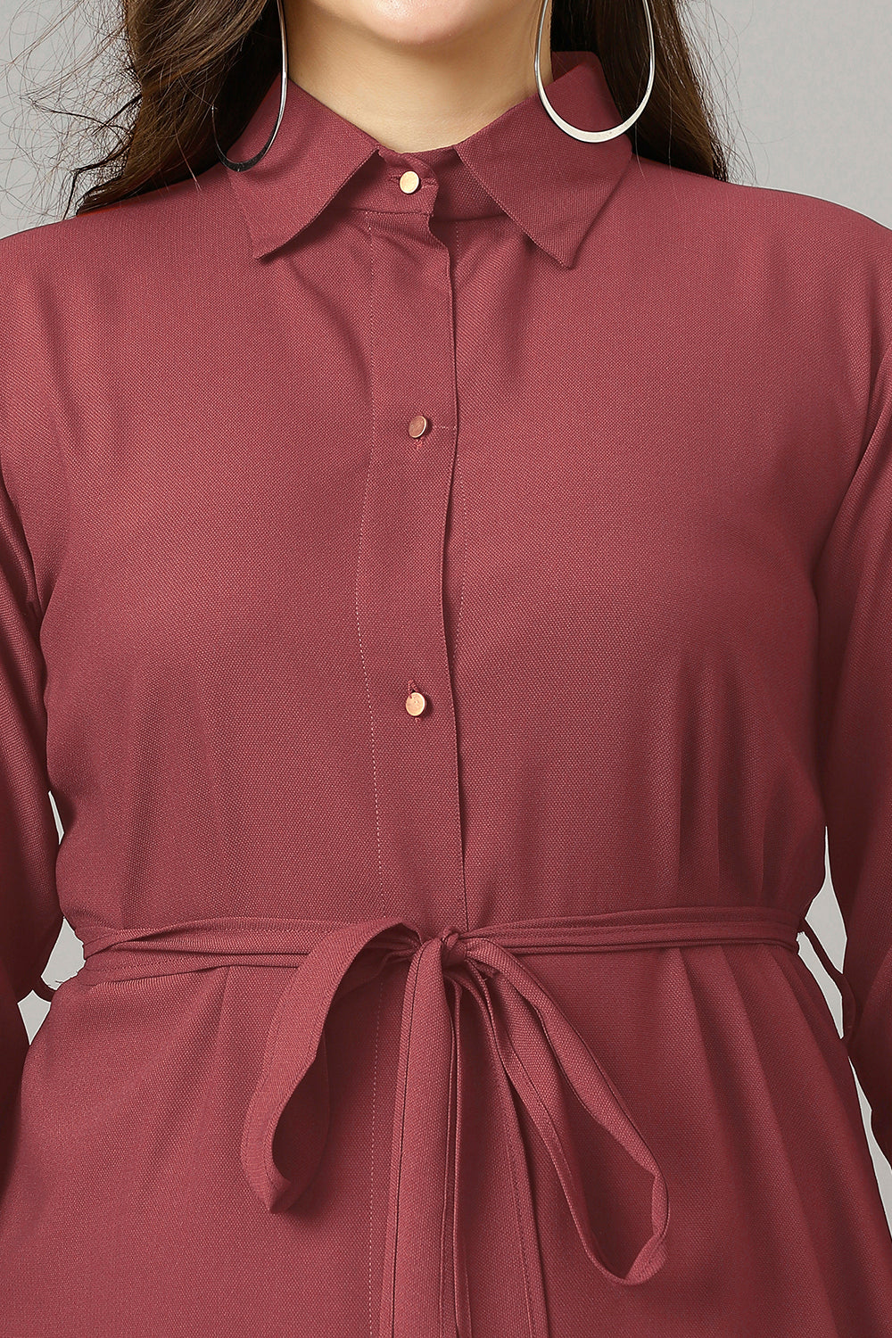 Pink Color Long Top Tie Up Fabric Belt For Plus Size Women
