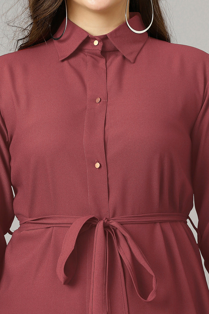 Pink Color Long Top Tie Up Fabric Belt For Plus Size Women