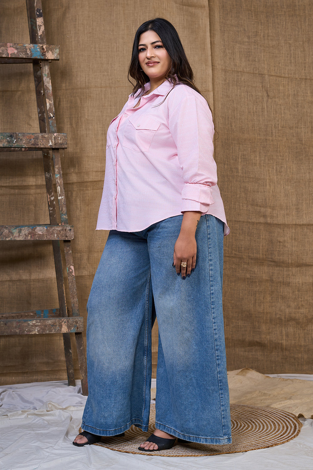 Pink Link Shirt For Plus Size Women