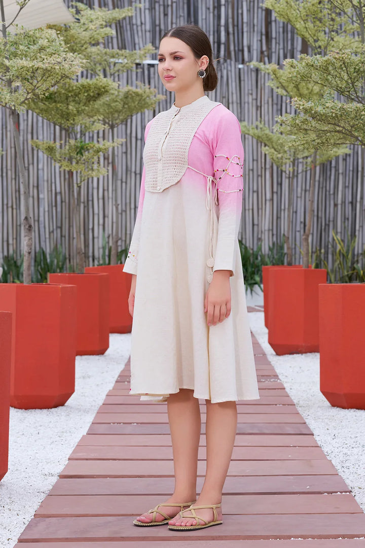 Pink & Ivory Indo-Western dress for ladies