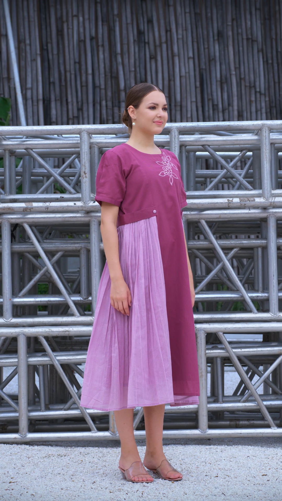 Two-toned pink cotton Dress design