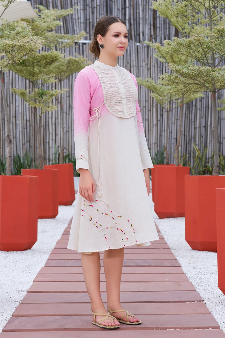 Pink & Ivory Indo-Western dress for ladies