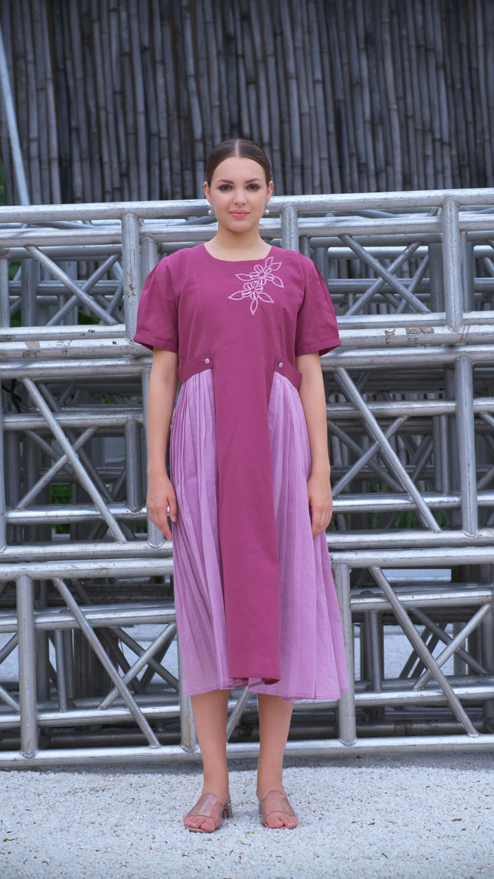 Two-toned pink cotton Dress design