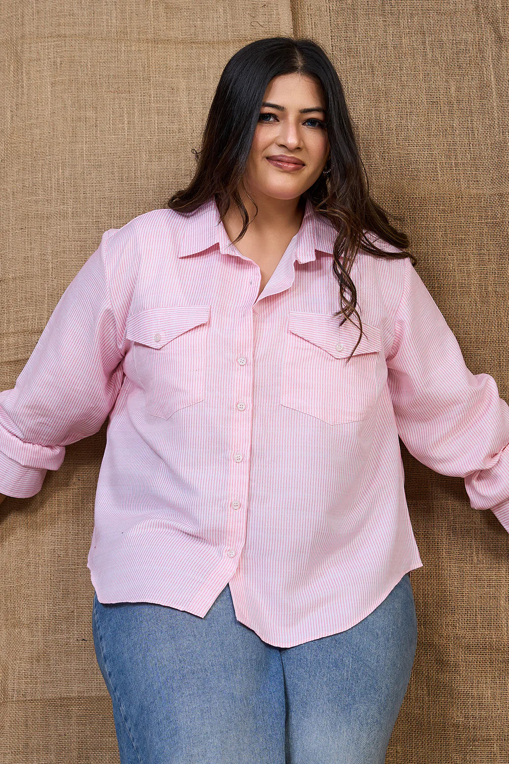 Pink Long Sleeve Lining Shirt