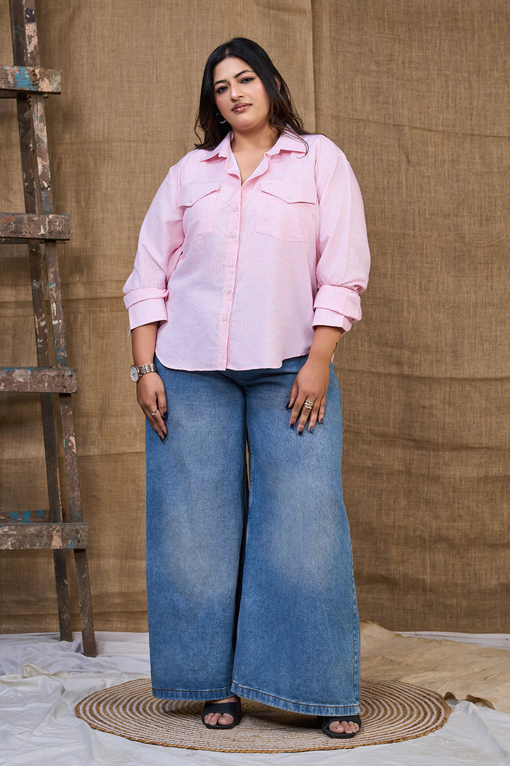 Pink long sleeve shirt for women