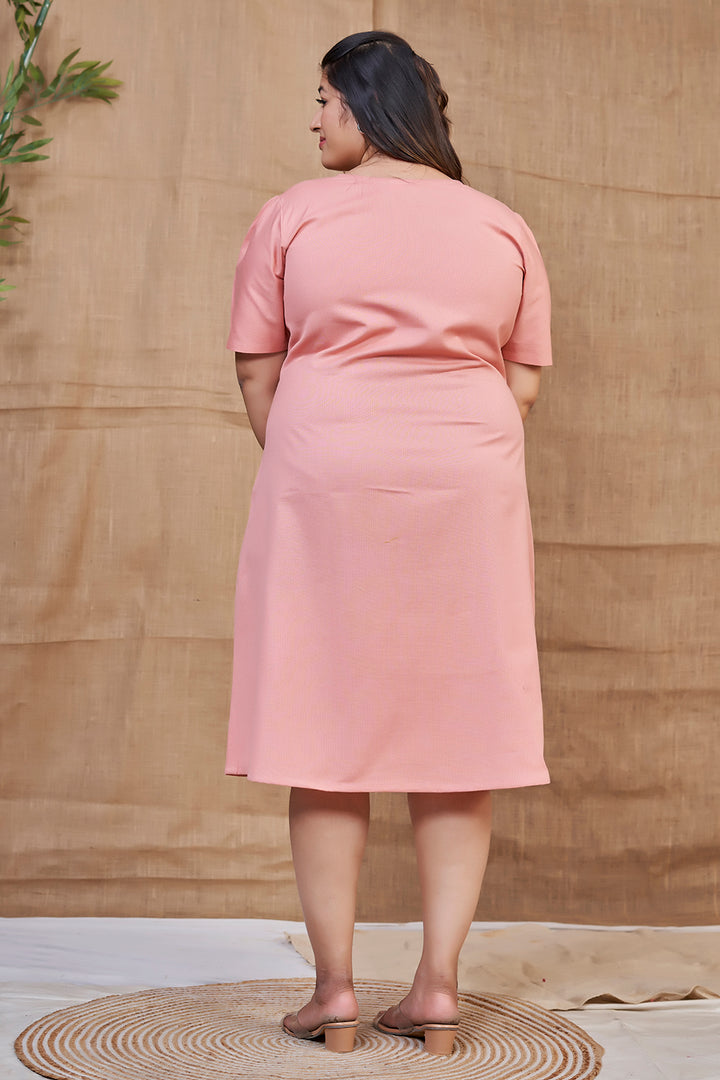 Plus Size Casual Dress In Pink Color