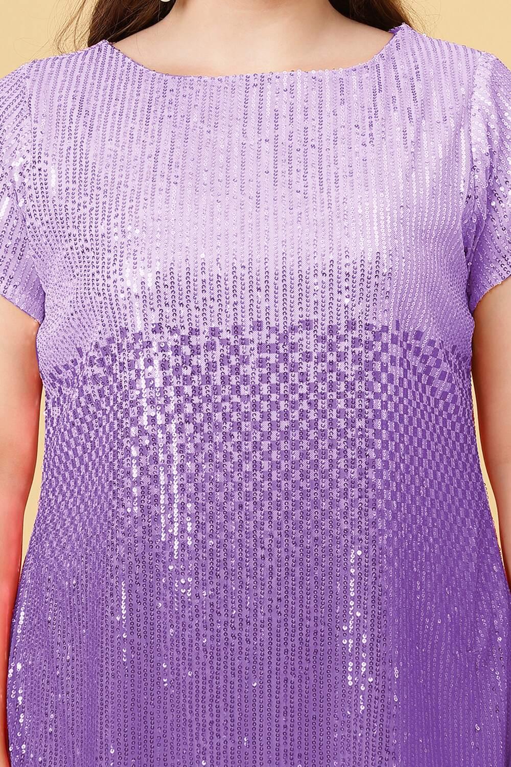 Purple Color Party Wear Dress Close up