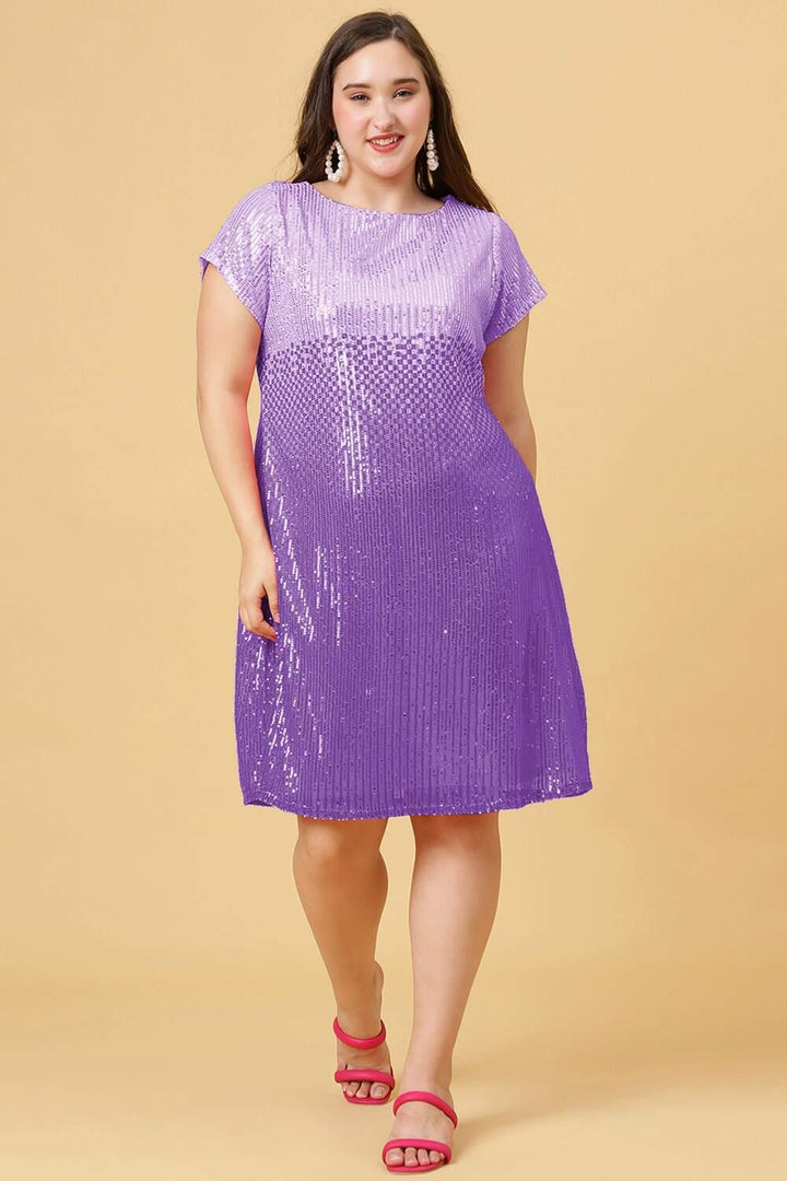 Purple Party Wear Dress With Sequin Work
