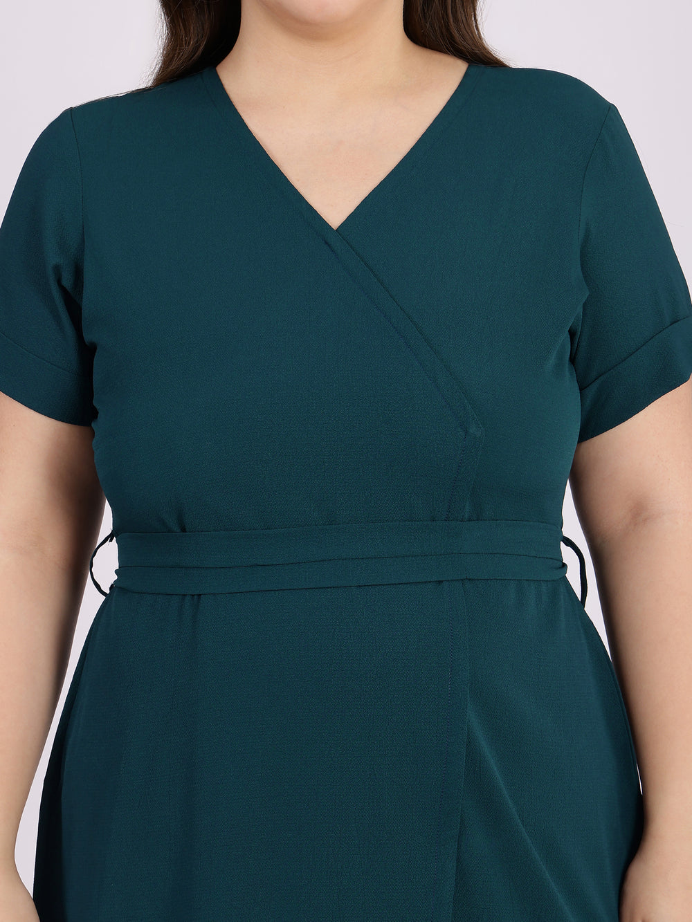 Teal Blue Bodycon V-Neck Evening Wear Dress For Plus Size Women