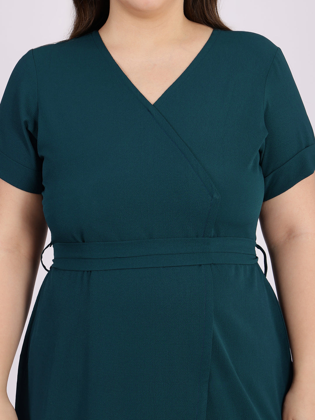 Teal Blue Bodycon V-Neck Evening Wear Dress For Plus Size Women