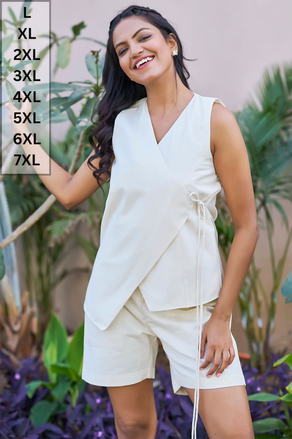 White cotton co-ord set for women