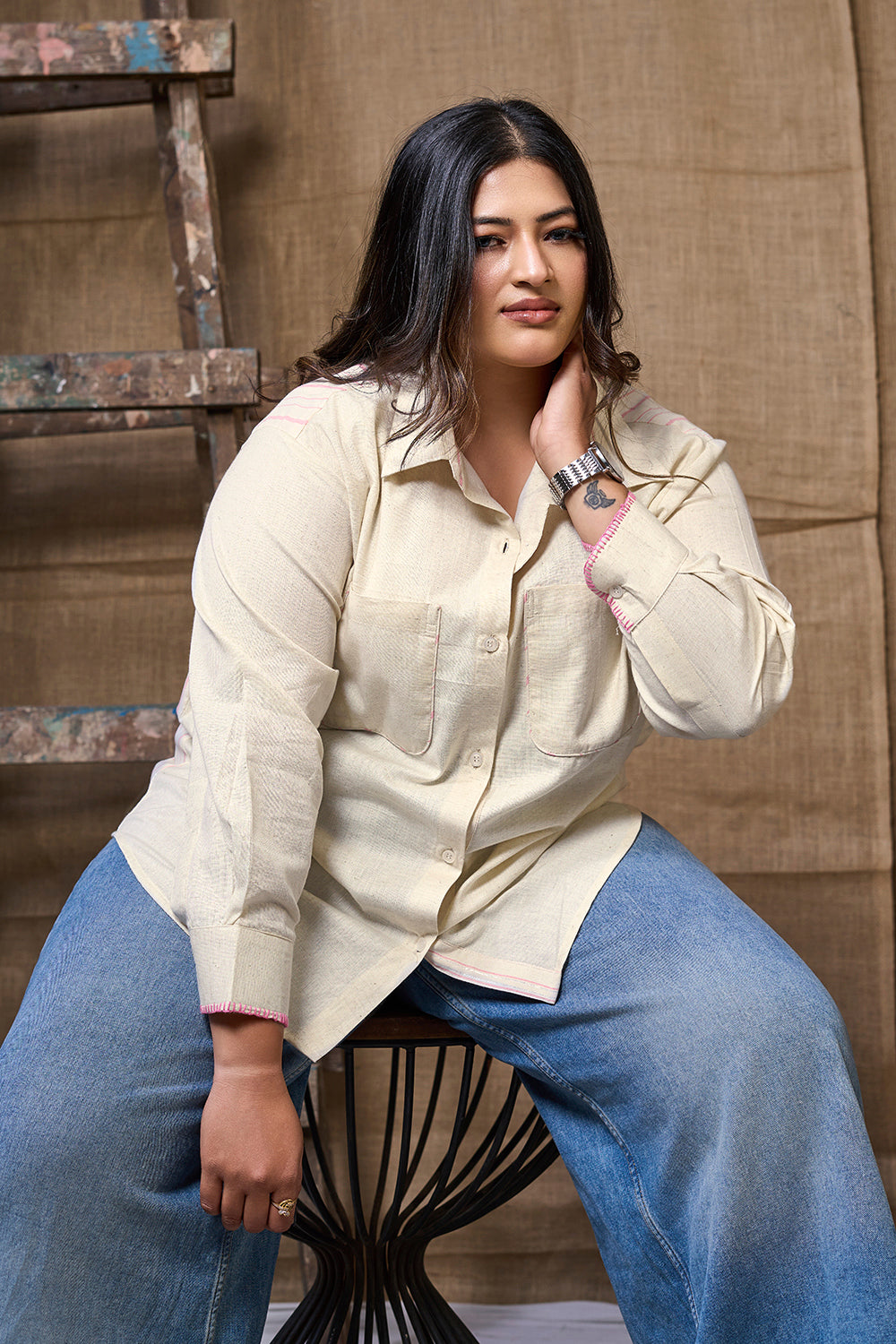 WhitestylishlongPrintedshirtforwomen