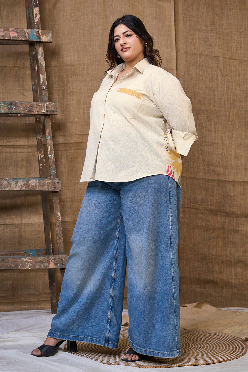 White stylish long shirt