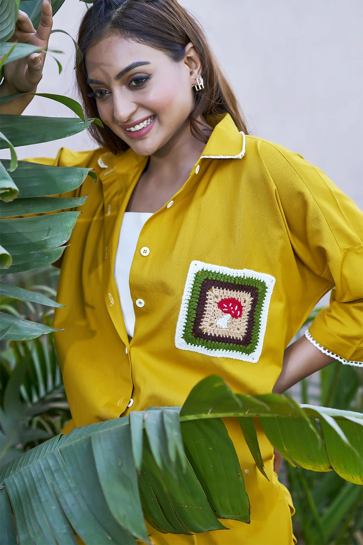 Yellow casual resort wear for women closeup