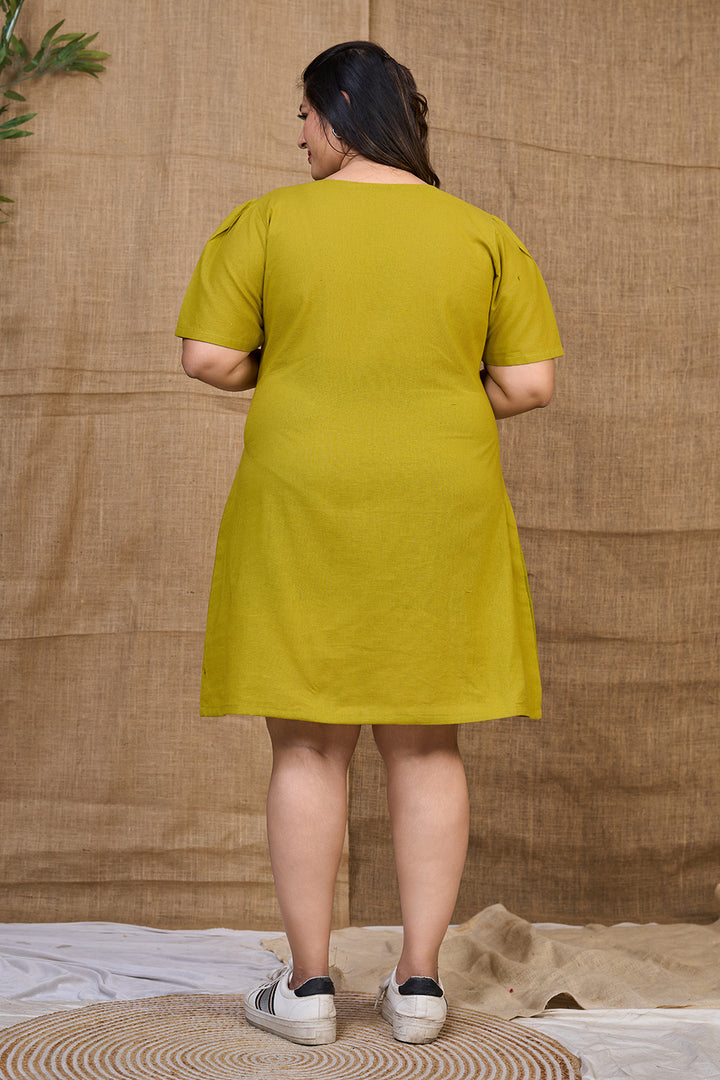 Yellow_plus_size_A-line_Slip_On_dress