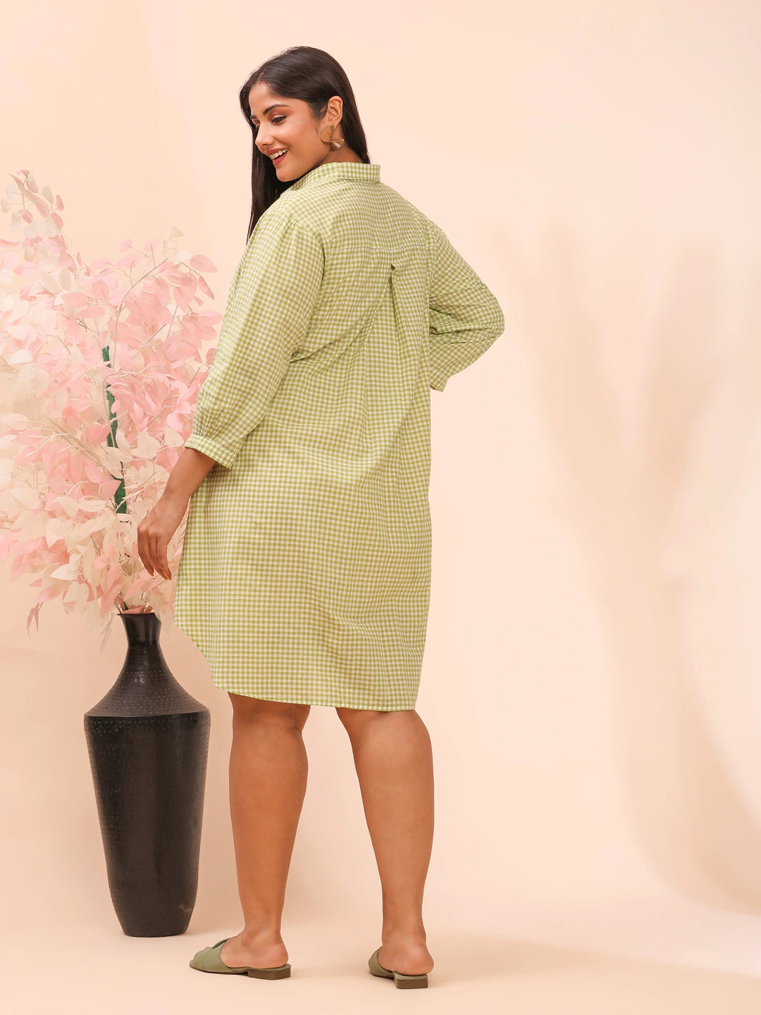 Sage green women's casual wear shirt dress