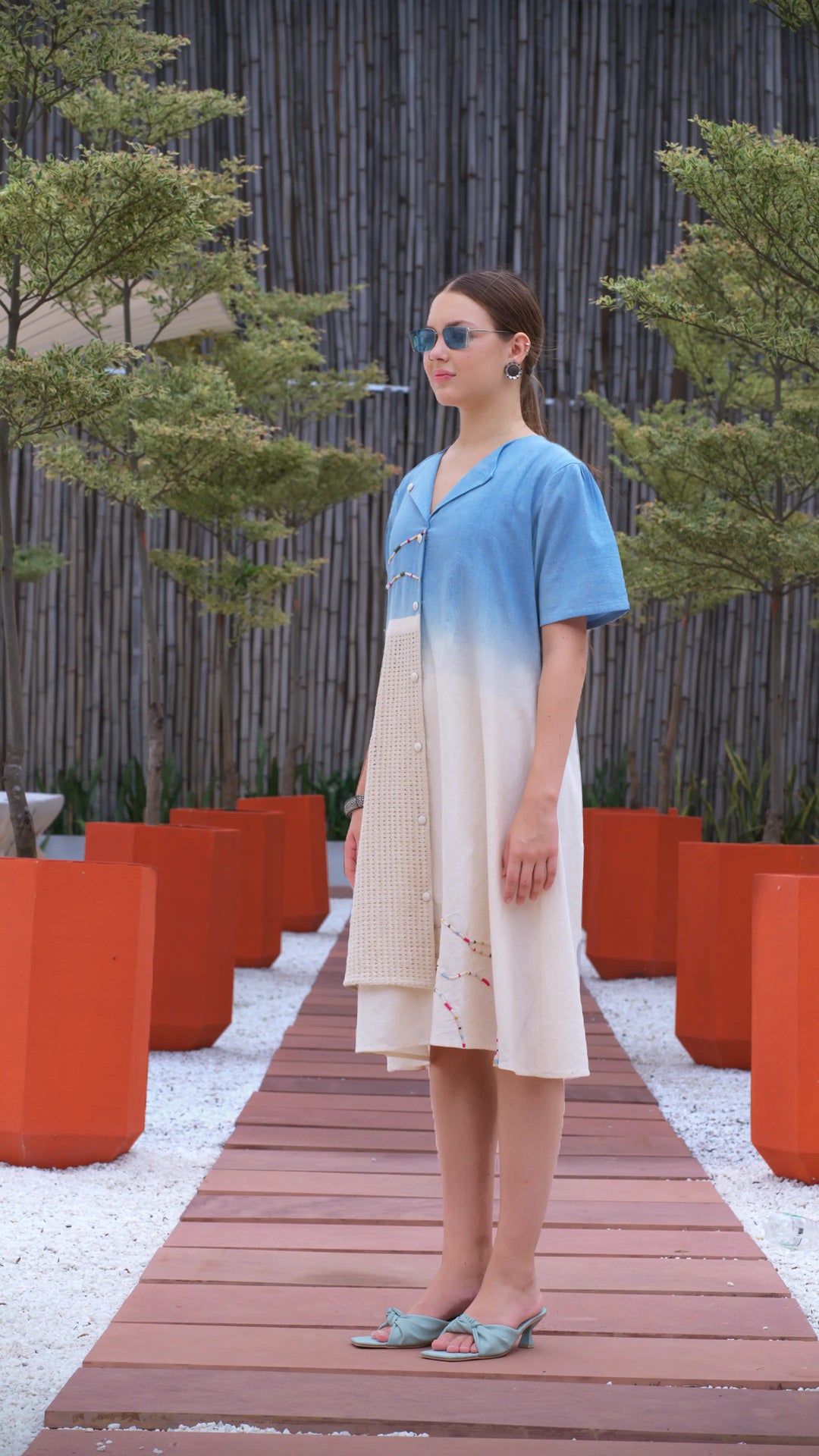 Blue & Ivory western dress one piece