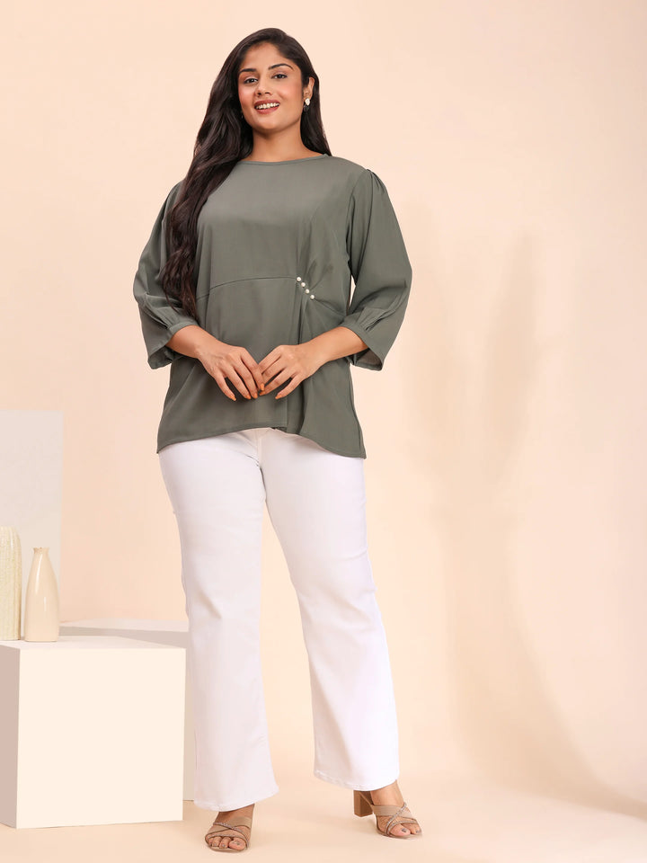Stillgreen casual wear top with pearls