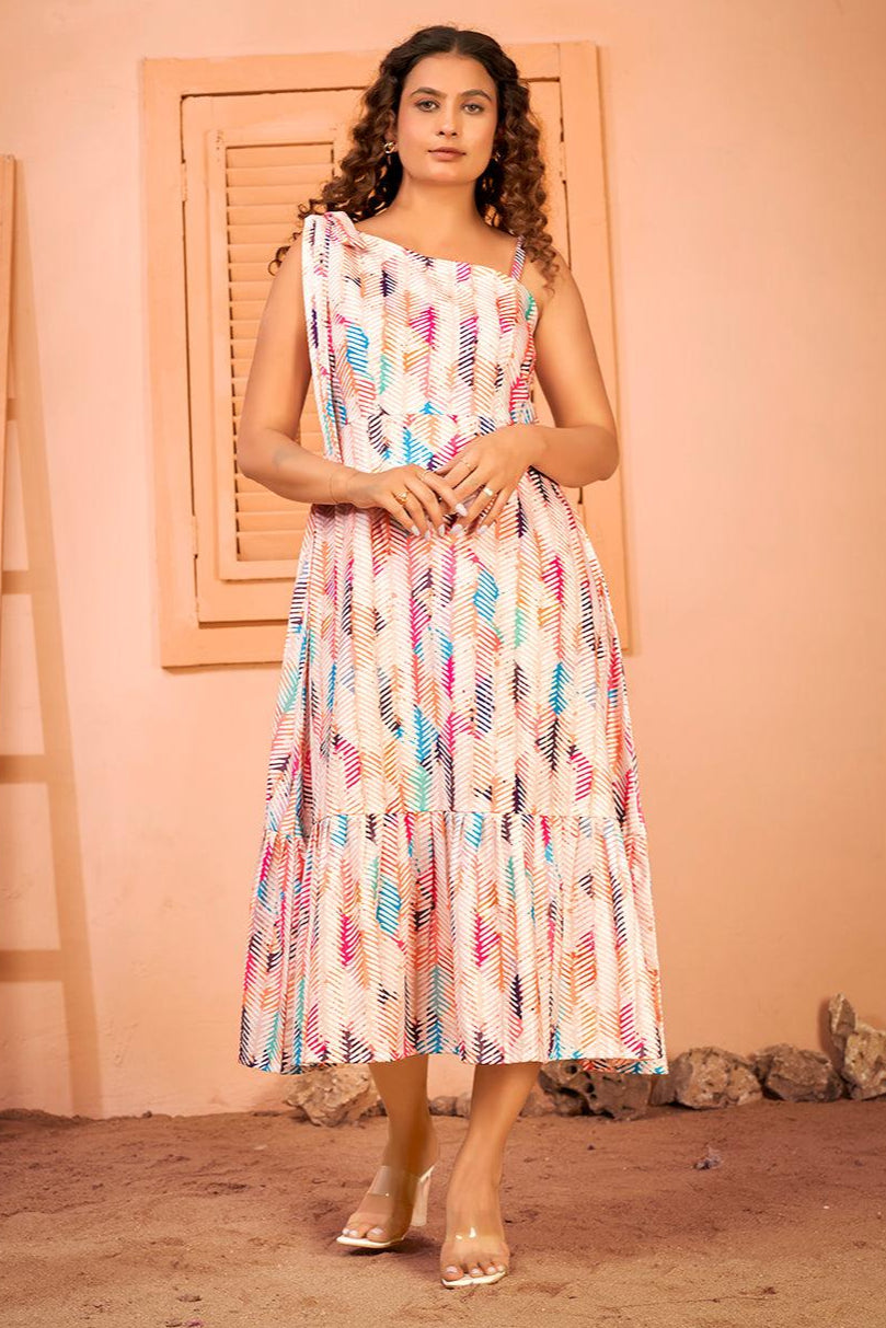 Floral Printed One Shoulder Summer Maxi Dress - Curvy Lane