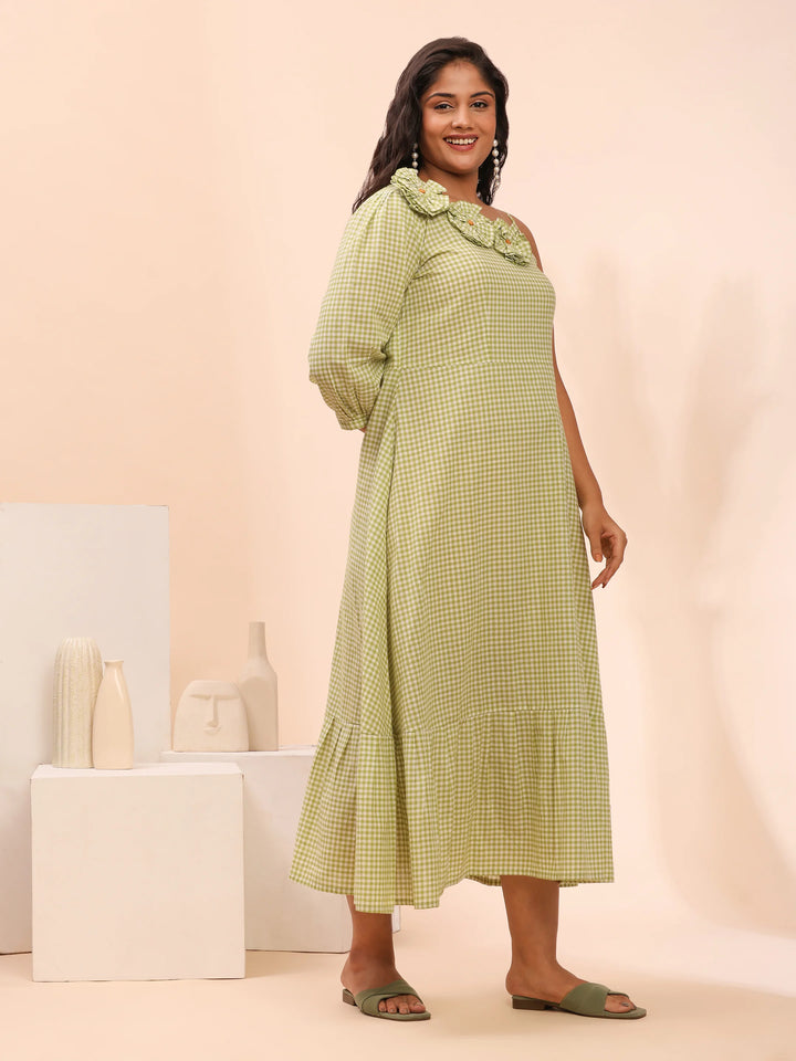 Sage green cotton dress for summer