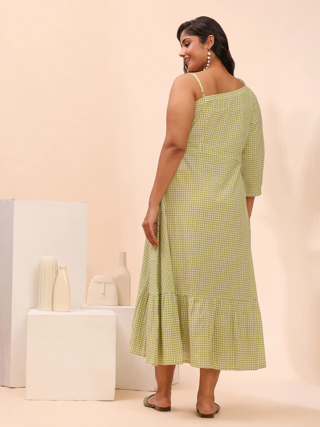 Sage green cotton dress for summer