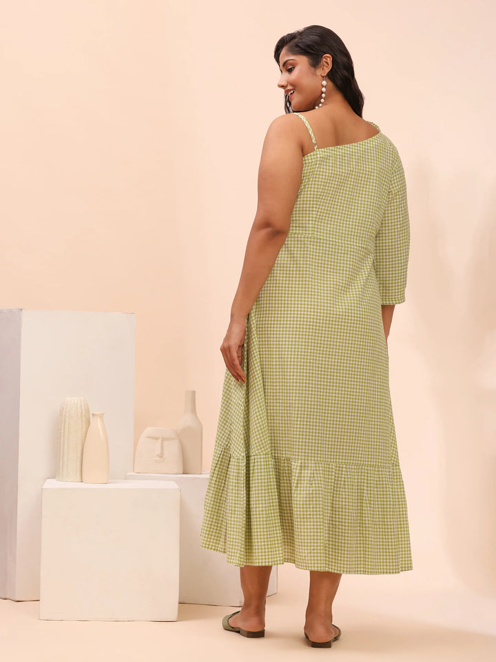 Sage green cotton dress for summer