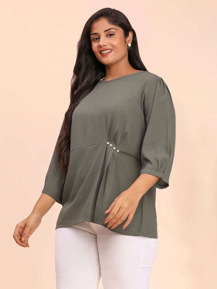 Stillgreen casual wear top with pearls