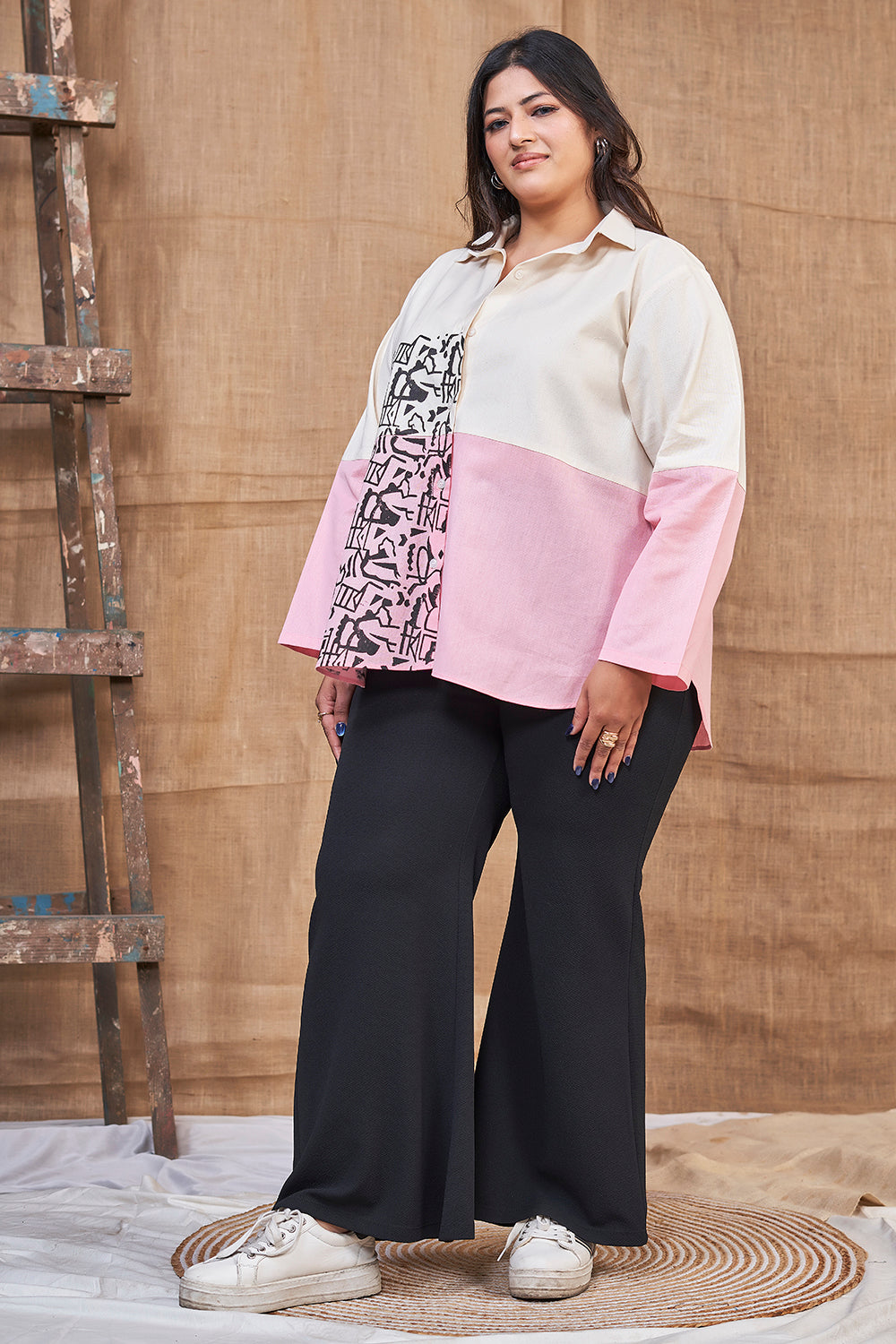 Dual tone cotton summer shirt for women